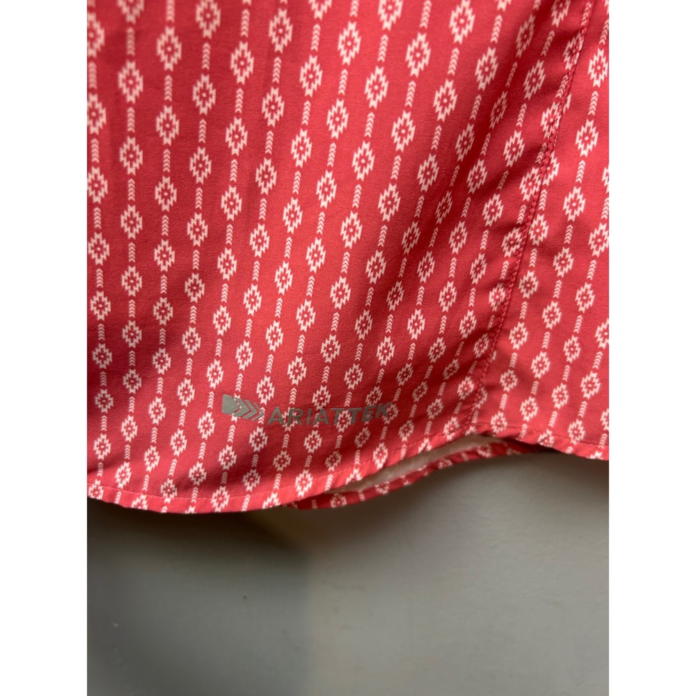 Ariat Shirt Womens Large Red Southwestern AriatTEK Performance Western Button Up - Picture 9 of 11